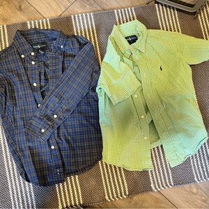 Ralph Lauren Kids Blue and Green Plaid Button-Down Shirts